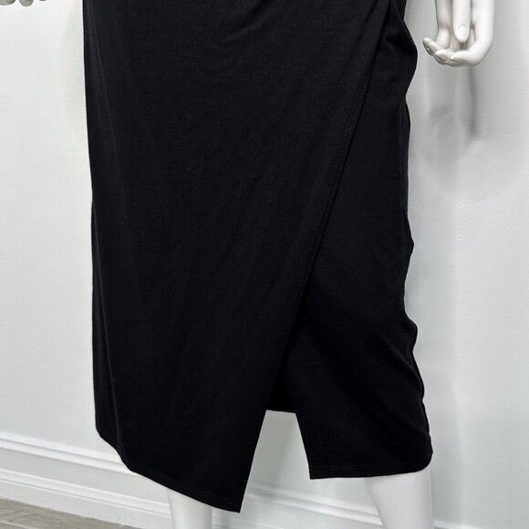 Reformation Cormac Ruched Wrap Style Jersey Midi Dress with Slit in Black Size M - Picture 11 of 16